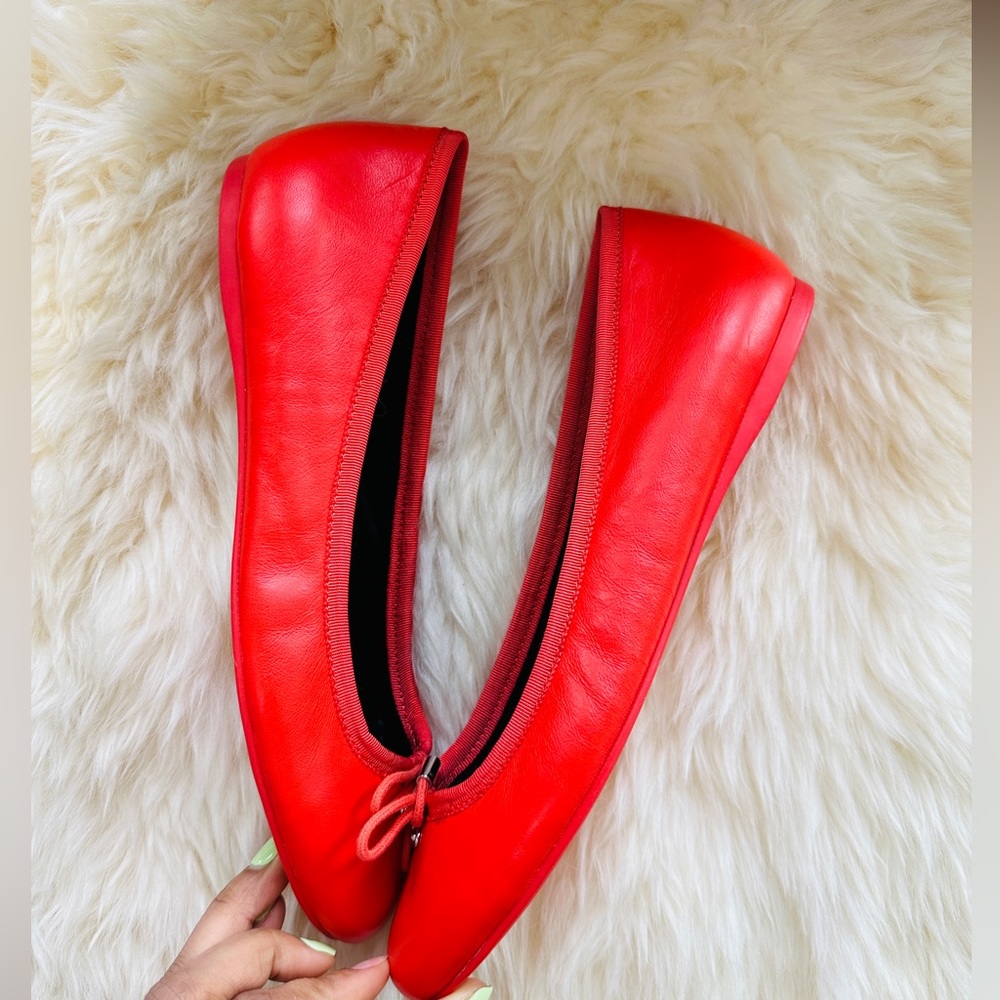 Authentic Coach Orange Genuine Leather Ballerina Shoes Size 8.5 - Picture 7 of 11